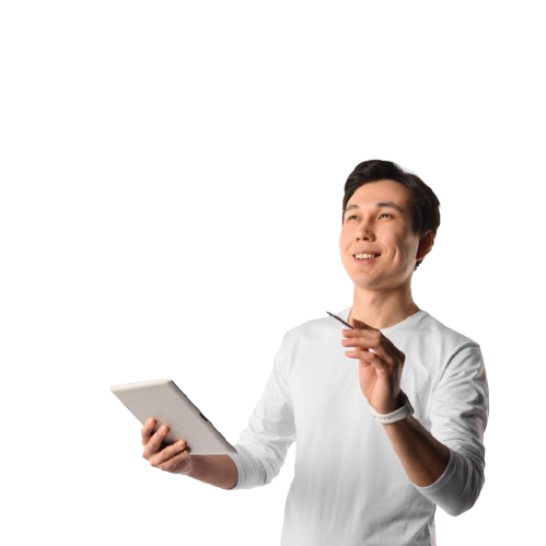 smiley man with tablet removebg preview